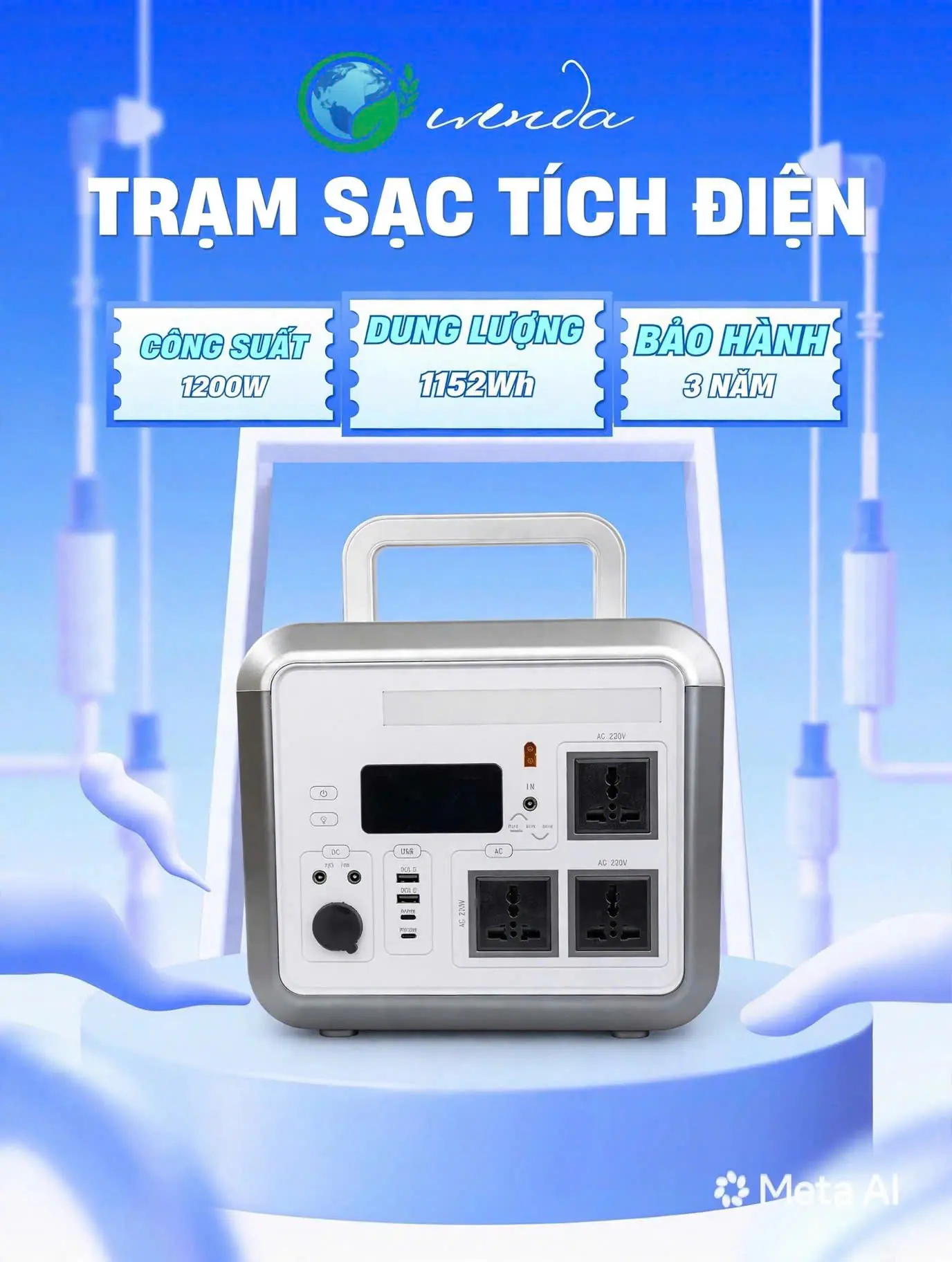 TRẠM SẠC TÍCH ĐIỆN DỰ PHÒNG CY- 1200W (1152Wh)